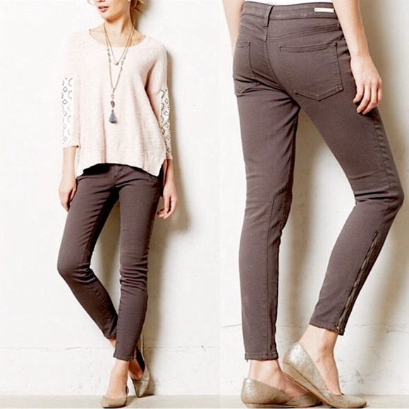 Anthropologie Pilcro Mid Rise Jeans Grey Moto Straight Leg Size 29 - Picture 2 of 10